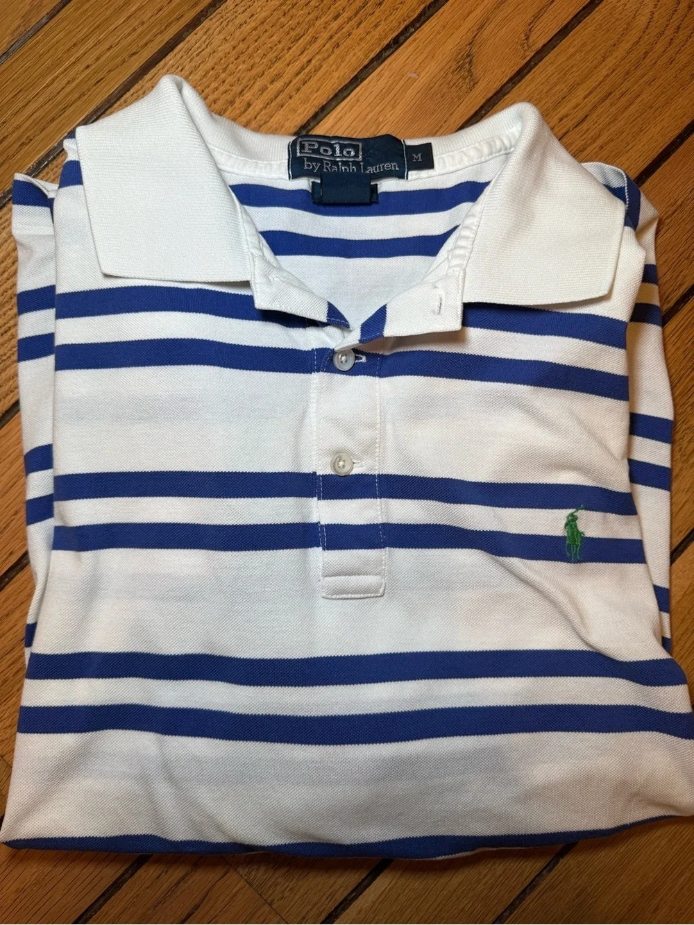 Ralph Lauren White Polo with Royal Blue Stripes